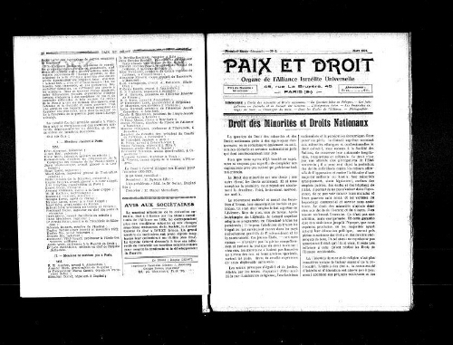 Paix et Droit.  (01/03/1921)